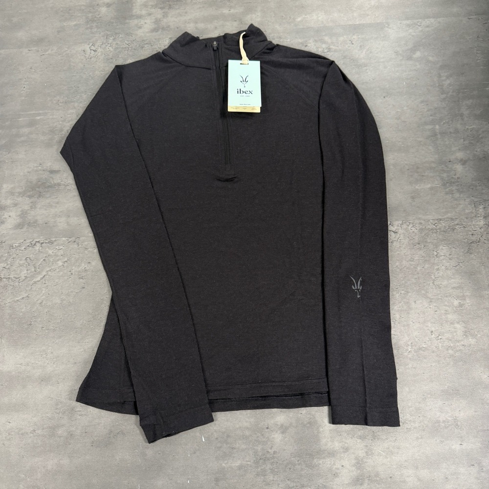 Ibex Woolies Pro Tech Sweater Women‎ S Black Merino Wool 1/4 Zip Pullover NWT